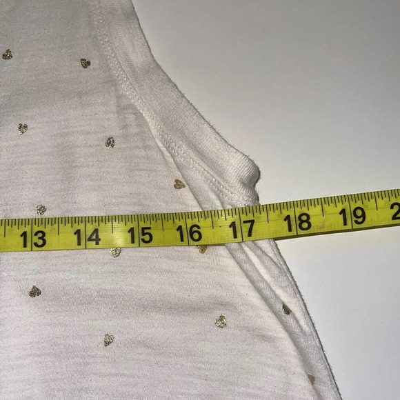 GAP Cotton Blend White & Gold Metallic Heart Print Tank Top Small Women’s - Picture 8 of 11